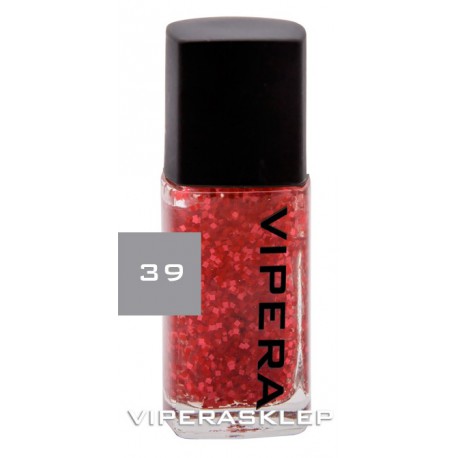 Vipera Top Coat z czerwonymi i różowymi drobinkami Roulette 39