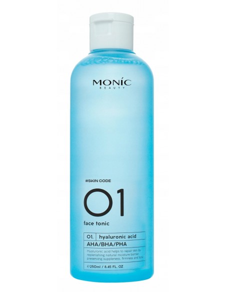 MONIC BEAUTY Tonik do twarzy 01 z Kwasem Hialuronowym AHA/BHA/PHA 250 ml